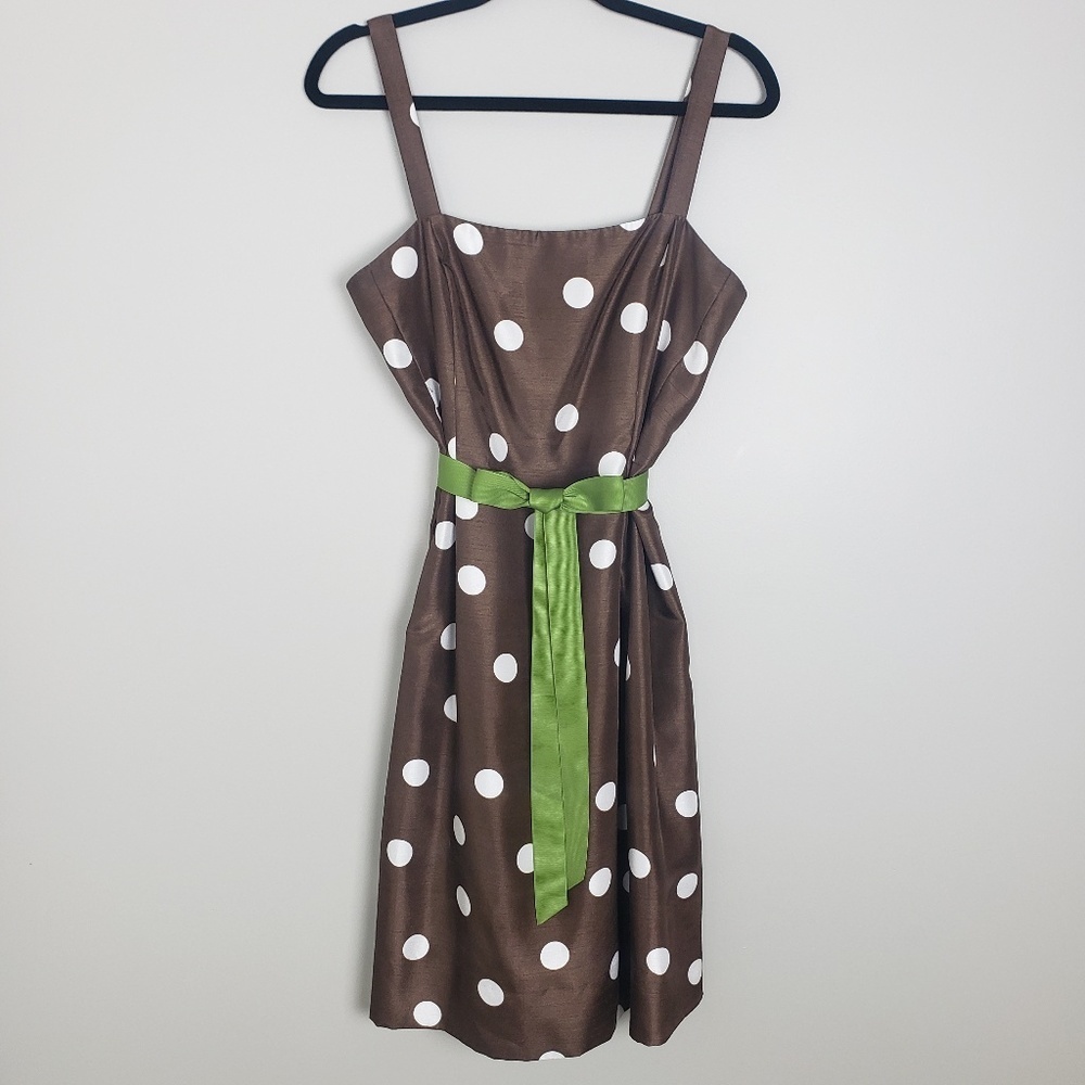 Jessica Howard Retro Brown Polka Dot Sun Dress Cruise Resort Wedding